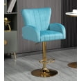 thumbnail image 3 of Kitchen High Bar Chairs Polyester Velvet Bar Stool Chair Set of 1 Height Adjustable Counter Chair with Back Swivel Barstool with Footrest for Counter Kitchen Island(Blue), 3 of 8