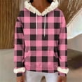 thumbnail image 6 of successthop Hoodie for Women Pullover with Pockets Long Sleeve Drawstring Top Plus Size Fleece Neck Checkered Streetwear, 6 of 6