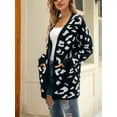 thumbnail image 2 of Womens Open Front Sweaters Leopard Knit Cardigan with Pockets Long Sleeve Outwear, 2 of 6