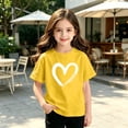 thumbnail image 4 of HAiming Girls Summer T Shirts Short Sleeve Printed Cute Trendy Tee Vacation Workout Kids Tops Solid Color Casual Scoop Neck Blouses, 4 of 5