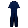 thumbnail image 6 of NMMUED 2 Piece Linen Set for Women’s Cotton Linen 2 Piece Set Casual Summer Lounge Short Sleeve Top Flowy Wide Leg Pants Lightweight Loose Fit Outfit Vacation Matching Set Navy M, 6 of 7