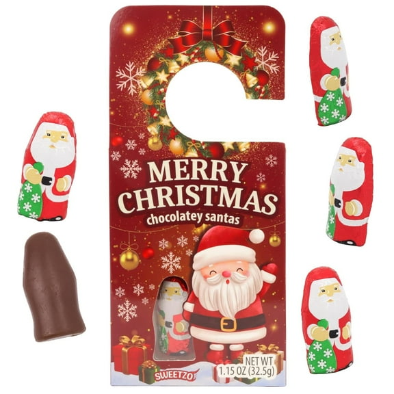 Christmas Chocolatey Santas Door Hanger Gift Box, Stocking Stuffers, 1.15 Ounces
