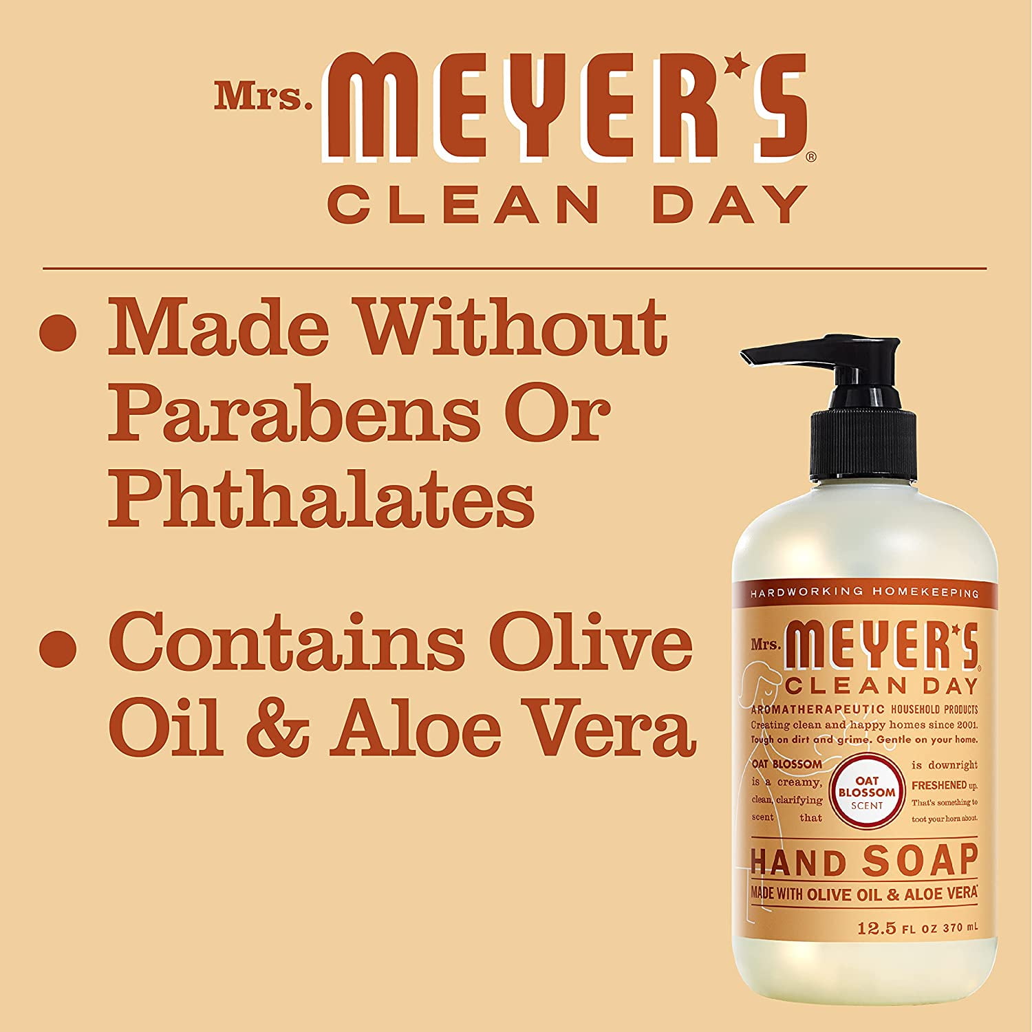 Mrs. Meyer’s Clean Day Liquid Hand Soap Variety Pack, 1 Rain Water Scent Hand Soap, 1 Oat Blossom Scent Hand Soap, 1 Plum Berry Scent Hand Soap, 12.5 FL OZ (3 CT)