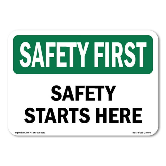 OSHA SAFETY FIRST Sign - Safety Starts Here | Decal | Protect Your Business, Construction Site, Warehouse & Shop Area | Made in the USA