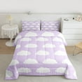 thumbnail image 2 of Homewish Cartoon Cloud 3 Pieces Queen Comforter Set for Preppy Child Kids,Purple White Ultra Soft Bedding Sets,Dreamy Princess Bedding Comforter Set Breathable,Luxury Bedroom Decor,Reversible, 2 of 8