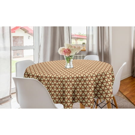

Geometric Round Tablecloth Grid Triangles with Rhombus and Hexagon Design Retro Colors Abstract Circle Table Cloth Cover for Dining Room Kitchen Decor 60 Beige Coral Dark Taupe by Ambesonne