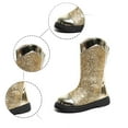 thumbnail image 4 of CXYYY Gold Sparkly Leather Boots for Girls Winter Trendy Mid Calf Riding Boots Back Zipper Boot for Kids PU Ankle Booties 10.5-11 Years, 4 of 9