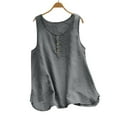 thumbnail image 4 of Gray Womens Tops Womens Crew Neck Sleeveless Top T Shirt Button Up Top T Shirt Going Out Tops for Women, 4 of 4
