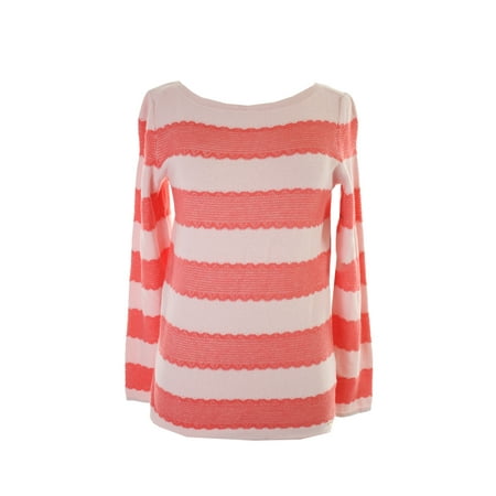 Tommy Hilfiger Pink Long-Sleeve Lace-Striped Sweater XS
