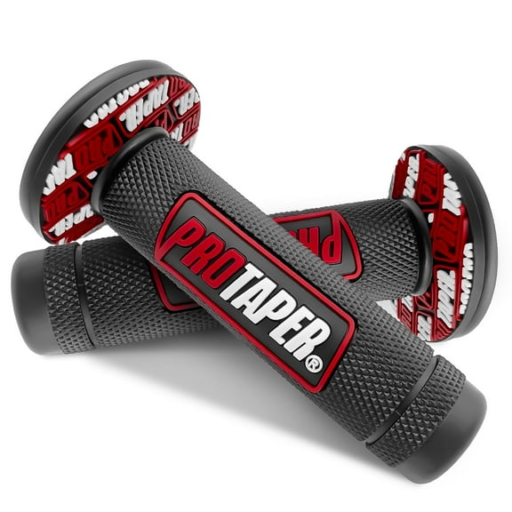 7/8" 22mm 24mm Universal Motorcycle Hand Grips for Dirt Pit Bike, Rubber Anti-Slip Handlebar Grips One Pair(Red)