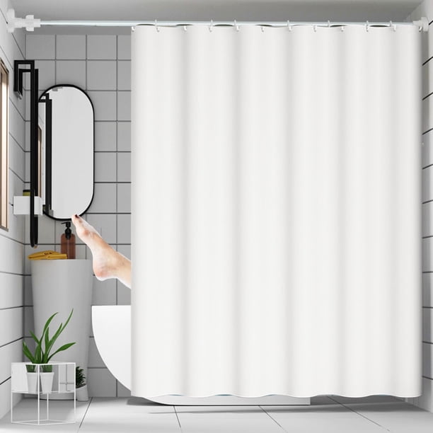 Cortina de ducha Lksixu de 120 x 180 cm, color sólido, con ganchos, impermeable, de secado rápido, ligera, de plástico, estilo minimalista, ideal para baños y spa.