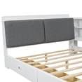 thumbnail image 4 of Wood Full Size platform bed with Storage Headboard, Shelves and 2 Drawers(White), 4 of 8