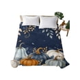 thumbnail image 2 of Twin XL Flat Sheet Only Thanksgiving Farm Pumpkins Soft Microfiber Cooling Bedding Sheets Eucalyptus Leaves on Blue Flat Bed Sheet for Hotel,Home Decor, 2 of 9