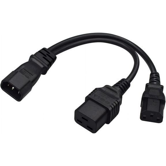 Toptekits C14 to C13 C19 Y Splitter Power Plug Cord,Single IEC 320 C14 Male to C13 C19 Female Splitter Adapter Cable Cord (C14 to C13 C19)