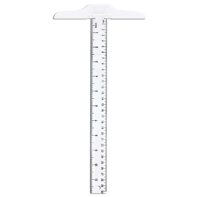 CAROOTU 30cm/12" Plastic T-Square Metric Ruler cm/inch Double Side Scale T Shaped