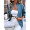 thumbnail image 4 of Suéter de Punto con Cremallera para Mujer, Larga, Cárdigan Abierto por Delante, Cárdigan Cálido con Bolsillos, Abrigo de Abrigo Azul S, 4 of 10