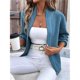 thumbnail image 4 of Suéter de Punto con Cremallera para Mujer, Larga, Cárdigan Abierto por Delante, Cárdigan Cálido con Bolsillos, Abrigo de Abrigo Azul M, 4 of 10