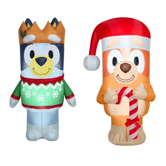 Bluey & Bingo 5 ft Christmas Airblown Inflatable Bundle, Includes Bluey in Sweater and Bingo Yard Inflatables