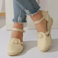 thumbnail image 3 of Hessimy Women Buckle Sandals Platform Wedge Sandals Fashion Versatile Braided Buckle Breathable Wedge Sandals Womens Sandals(Beige,8), 3 of 6