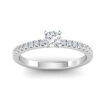 1/2 Carat TW Round Natural Diamond Engagement Rings in 10k White Gold
