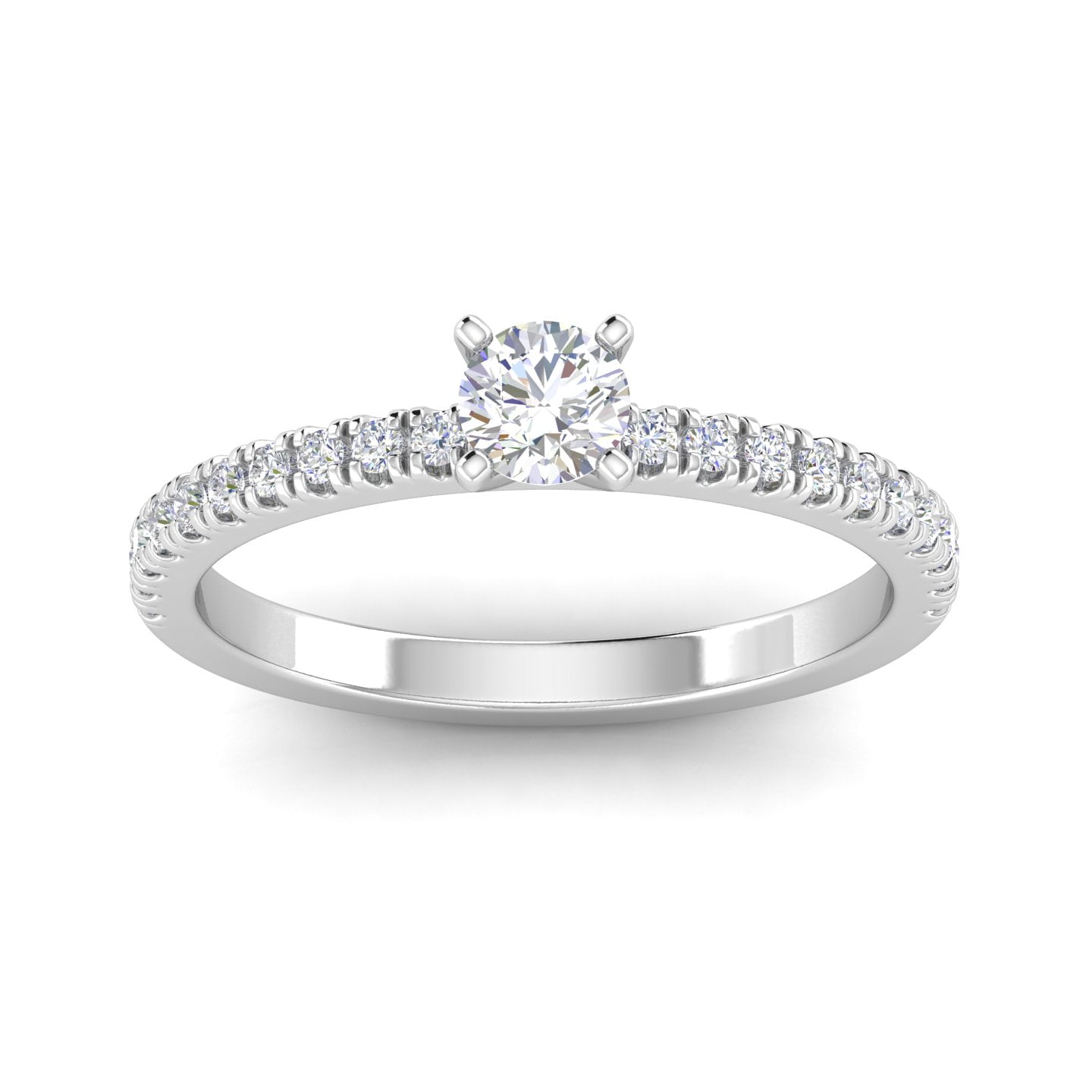 1/2 Carat TW Round Natural Diamond Engagement Rings in 10k White Gold