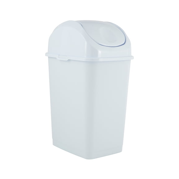 Superio 9 Gallon Plastic Trash Can with Swing Top Lid, Waste Bin for Under Desk, Office, Bedroom, Bathroom- 37 Qt White
