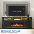 thumbnail image 6 of Dextrus Rustic TV Console for 75" TVs, 36" Electric Flame & LED Illumination with Classic Barn Door Storage, Black, 6 of 6