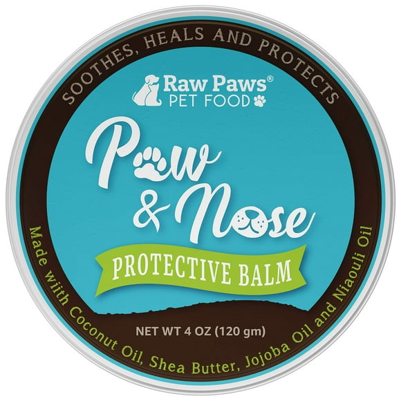 Raw Paws Paw & Nose Balm, 4-oz - Paw Wax for Dogs - Dog Paw Balm - Dog Paw Soother for Dogs - Cat Paw Balm - Natural Paw Balm for Dogs - Cat & Dog Paw Moisturizer - Paw Butter Balm for Dogs & Cats