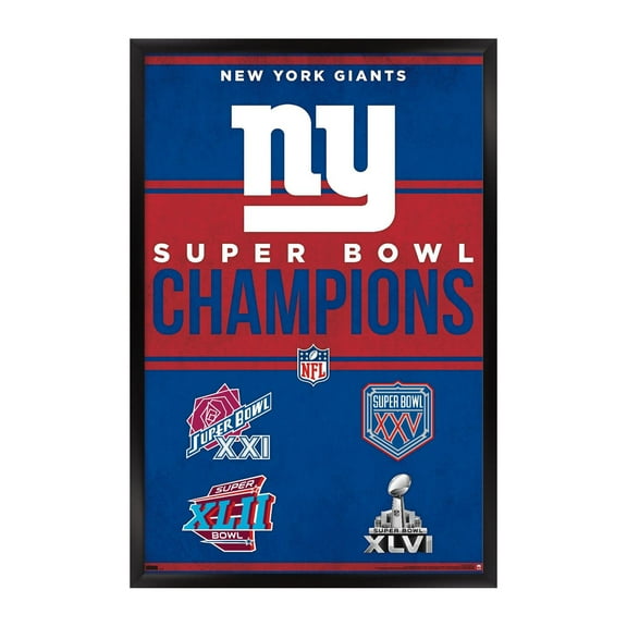 Giants Four-Time Super Bowl Champions 22'' x 34'' Framed Poster