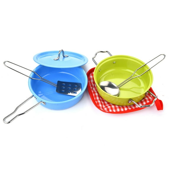 Bescita 6 Pcs Set Kids Pretend Toys Kitchen Toys Stainless Steel Cookware Toy Set