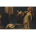 thumbnail image 2 of Lombard School 14x11 Black Ornate Wood Framed Double Matted Museum Art Print Titled: The Death of Cleopatra (Mid 17th Century), 2 of 5