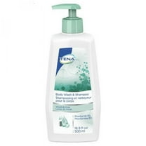 TENA Body Wash and Shampoo - 16.9 ounce Pump Bottle, Mildly Scented, 1 Count