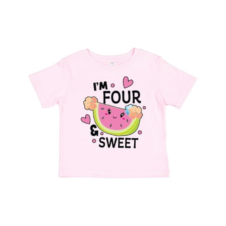 

Inktastic I m Four and Sweet with Cute Watermelon Gift Toddler Toddler Girl T-Shirt