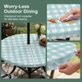 thumbnail image 5 of Round Outdoor Tablecloth with Umbrella Hole and Zipper, Teal Green Check Tablecloth with Elastic Waterproof, Boho Buffalo Plaid Farmhouse Vintage Patio Table Covers for 45" - 54" Picnic Pool Tables, 5 of 9