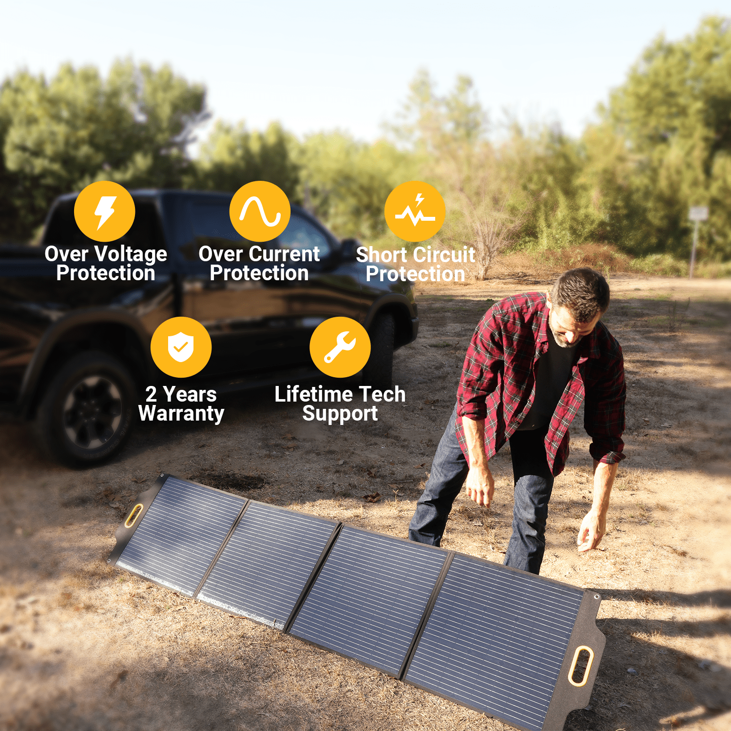 Powerness 200W Portable Solar Panel for Power Station, Foldable Solar Charger with Patented LCD Digital Window for Outdoor Camping, RV, Off Grid System