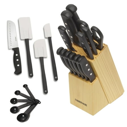Farberware 22 Piece Cutlery And Kitchen Tool Set With Plastic Handles