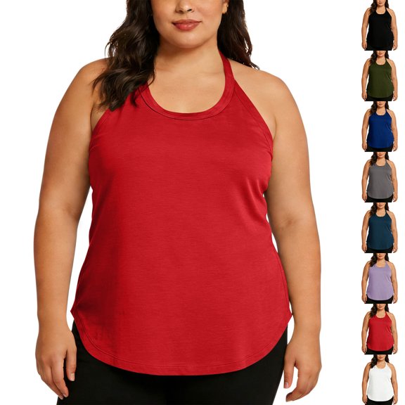 Admvng Women's Plus Size Tank Top Casual Round Neck Sleeveless Sports Yoga Blouse