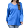 thumbnail image 2 of Ailaofu Womens Plus Size Long Sleeve Shirts V Neck Basic Tee Tops Loose Fit Fall Outfits for Women, 2 of 6