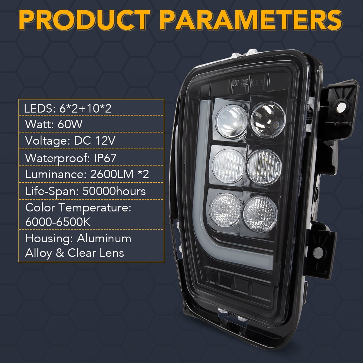 For 2013 2014 2015 2016 2017 2018 Dodge Ram 1500 Fog Lights Lamps LED  L+R Smoke Lens