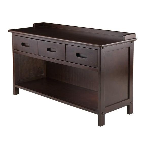 Contemporary Home Living 38.25" Solid Walnut Wood 3-Drawer Bench with Storage