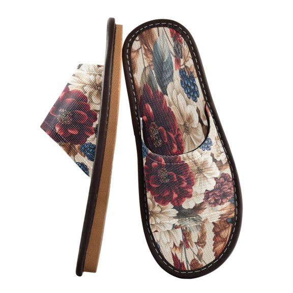 Unisex Travel Sandals House Slippers Includes Free Storage Bag for Hotel, Travel, Home Burgundy Hydrangeas