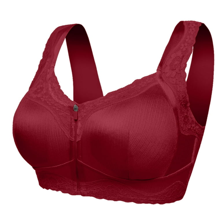 Women Full Coverage Bra Wireless Anti-sagging Front Zip Breathable