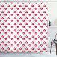 thumbnail image 1 of Ambesonne Romantic Shower Curtain, Hearts with Dots, 69"Wx75"L, White and Dark Coral, 1 of 3