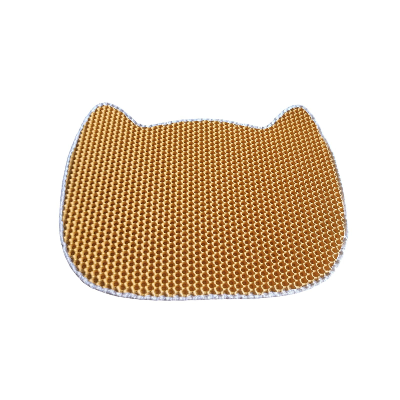 Cat Litter Mat Double Layers Durable Washable for Indoor Cats Cat Litter Pad Orange
