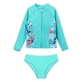 thumbnail image 5 of Mufeng Girls 3Pcs Swimsuit Long Sleeve Rash Guard Swim Jacket+Briefs+Leggings Kids Surfing Bathing Suit Light Green 14, 5 of 7
