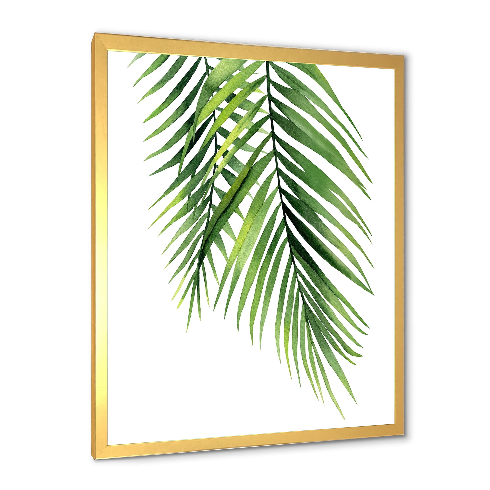 Designart 'Tropical Palm Branches' Tropical Framed Art Print