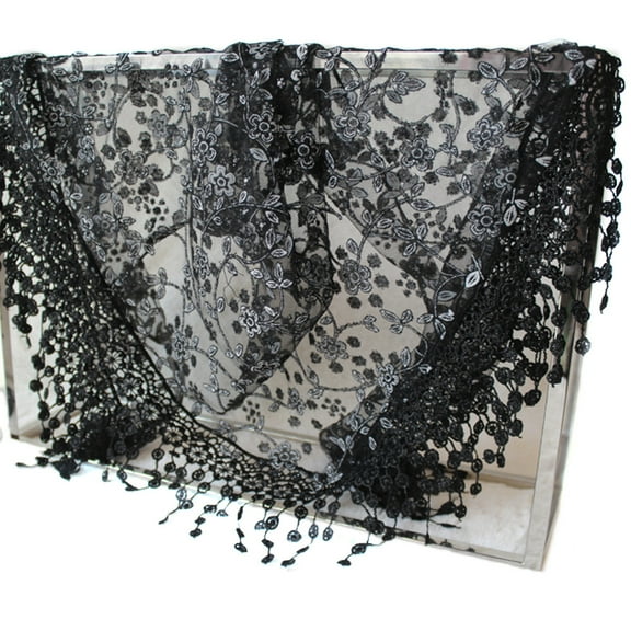 Women Lace Sheer Floral for Triangle Veil Church Mantilla Scarf Shawl Wrap Tasse