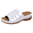 thumbnail image 5 of Slides for Women Low Wedge Orthopedic Sandals Open Toe Fashion Stitching Slip on Slippers Summer Casual Outdoor Walking Shoes White Size 9, 5 of 5