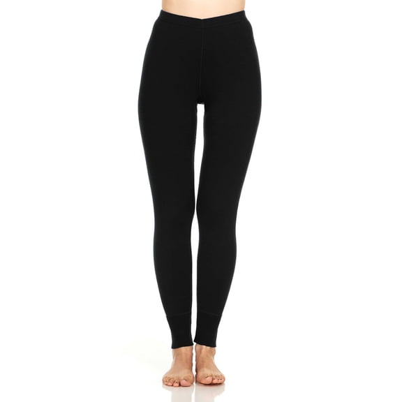 Merino Wool Women's Midweight Base Layer Bottoms - Thermal Underwear - No Itch Renewable Fabric - Black - Medium Tall