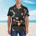 thumbnail image 2 of Fuzoiu Butterfly with Fowers Print Hawaiian Shirt for Men, Summer Beach Casual Short Sleeve Button Down Shirts, Men’s Beach Summer Shirts with Pocket,Medium, 2 of 7